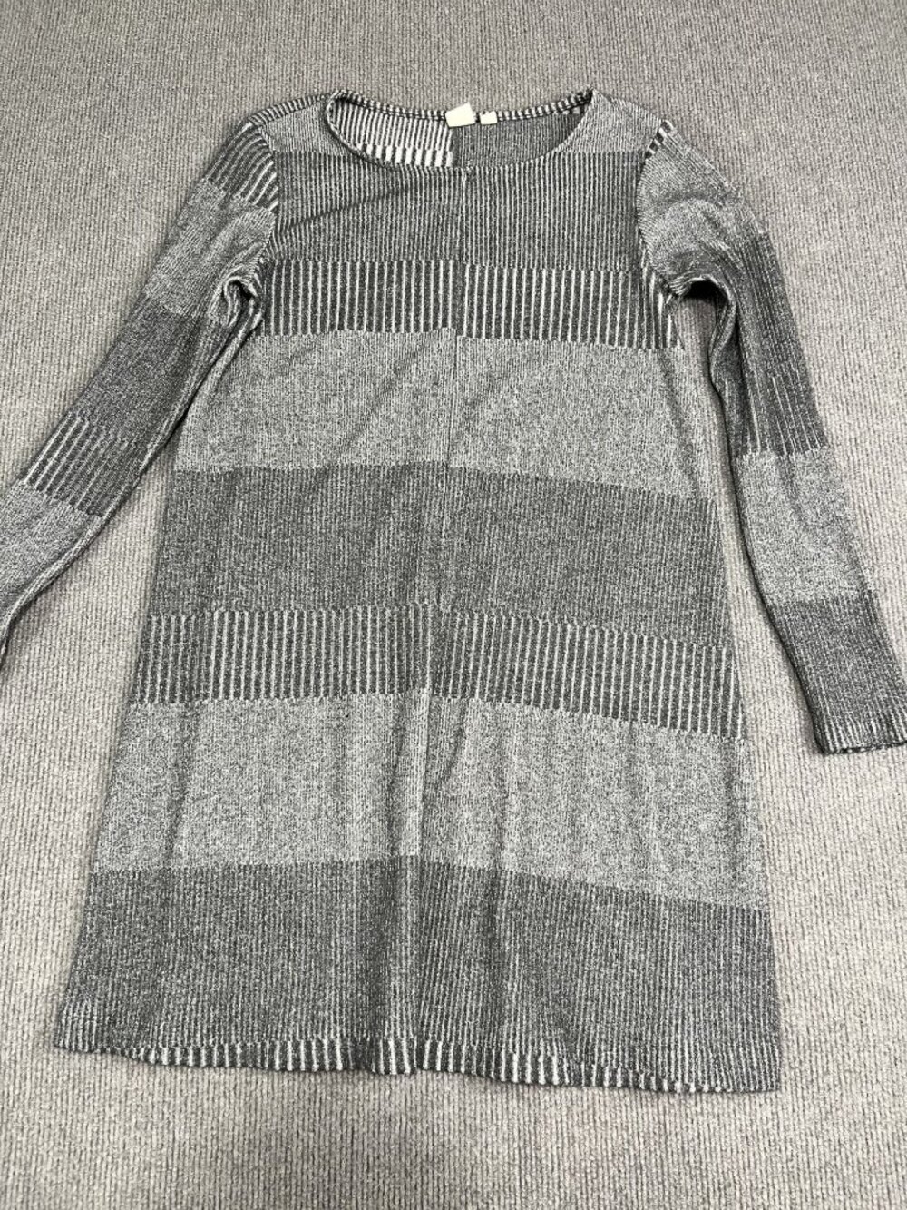 Gap Gray Striped Long Sleeve Knit Sweater Dress Medium